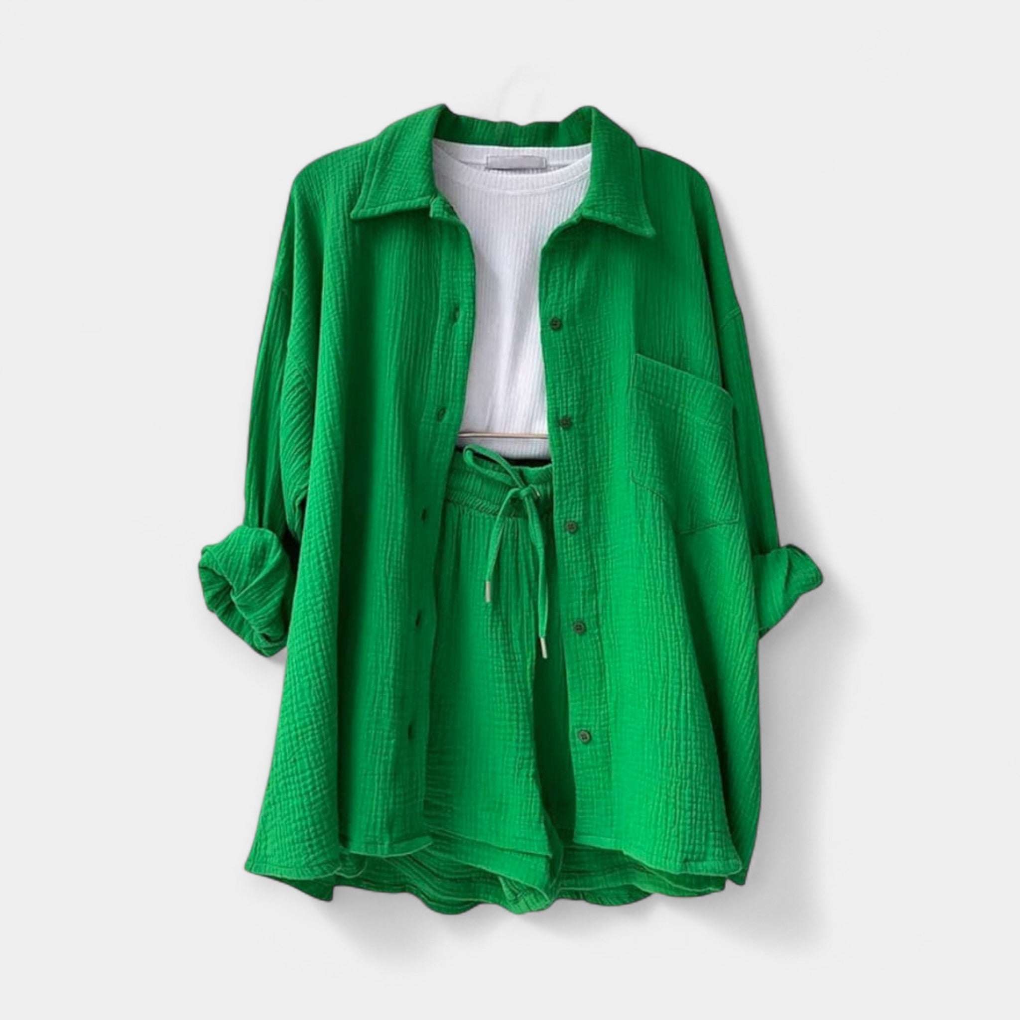 Dvispalvis Vasaros Komplektas Topas ir Šortai