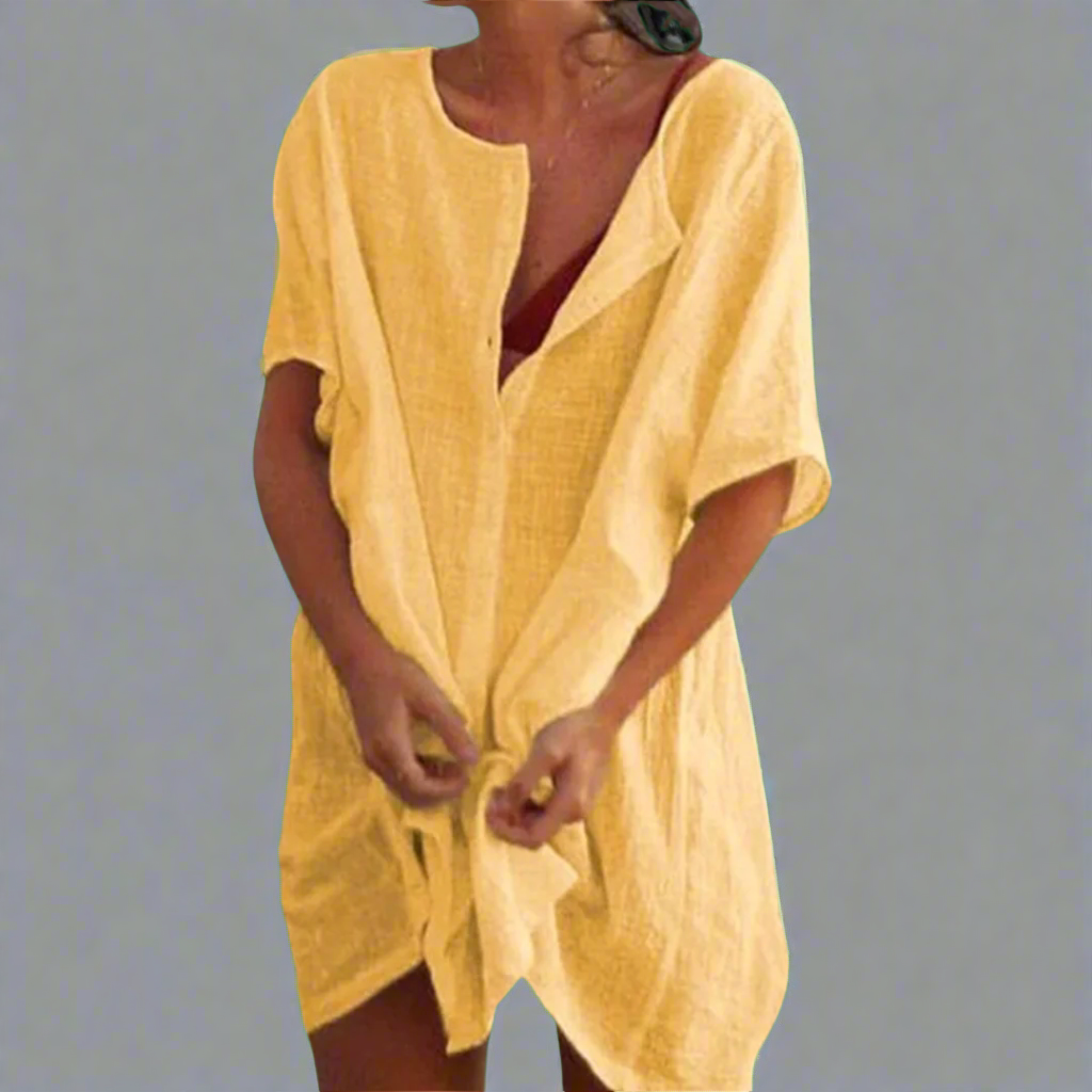 Organinė vasaros suknelė iš medvilnės ir lino patogiems vasaros momentams