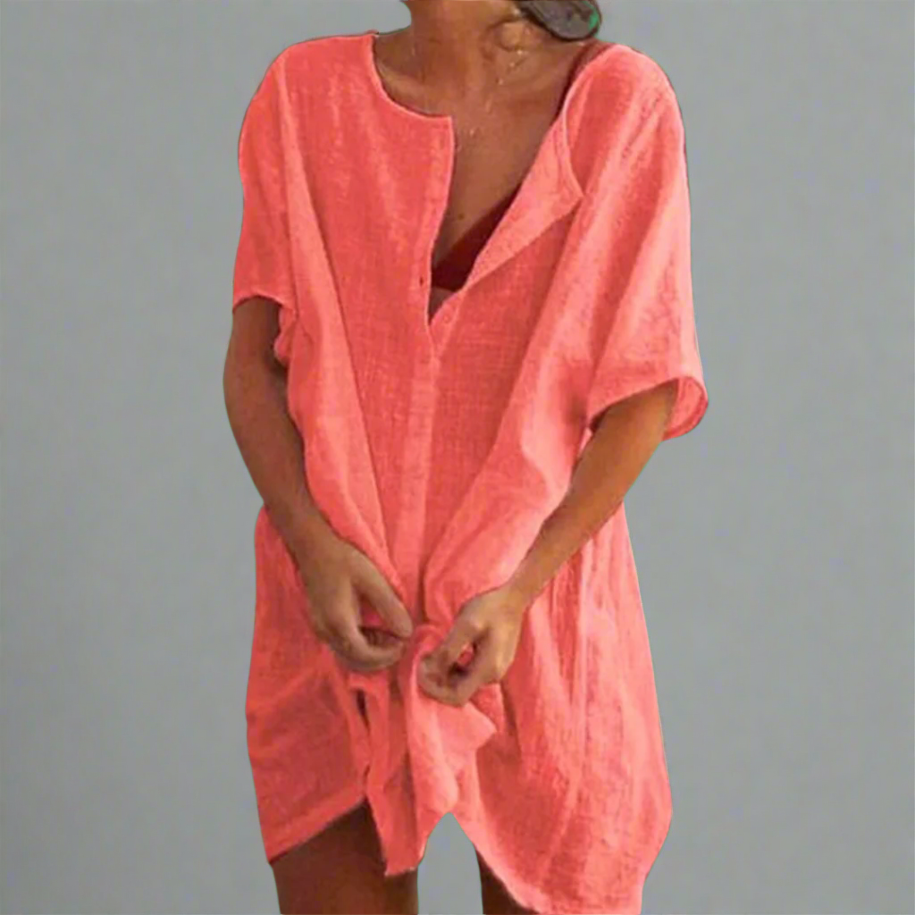 Organinė vasaros suknelė iš medvilnės ir lino patogiems vasaros momentams