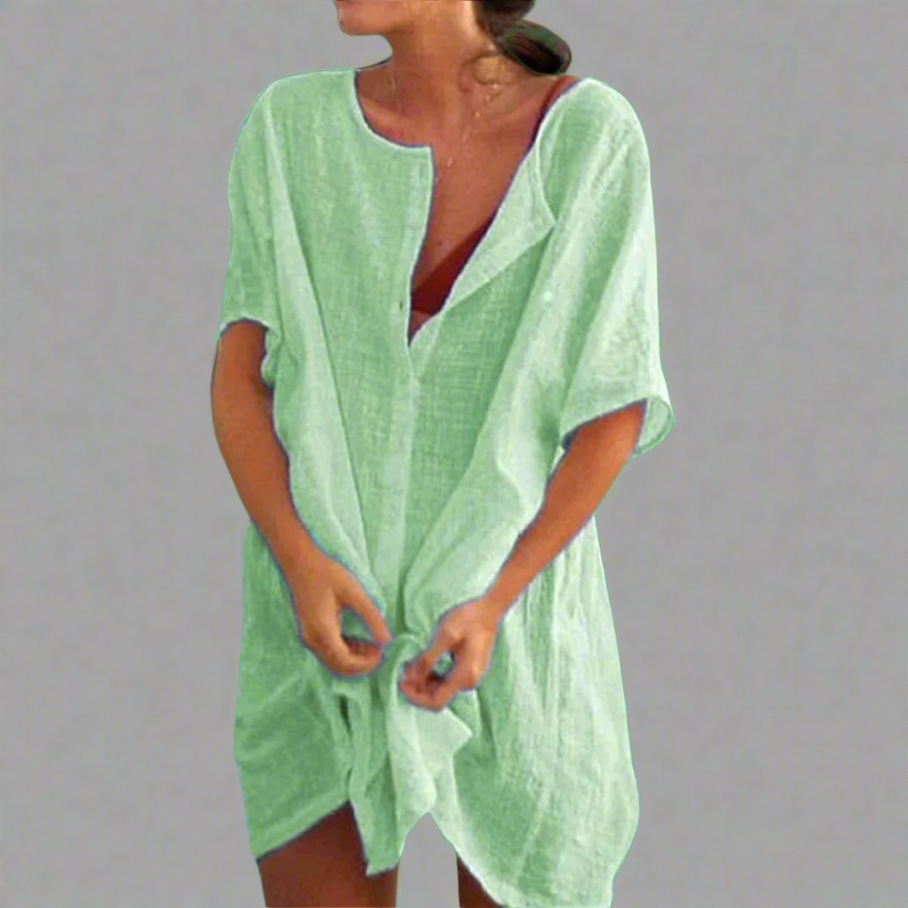 Organinė vasaros suknelė iš medvilnės ir lino patogiems vasaros momentams