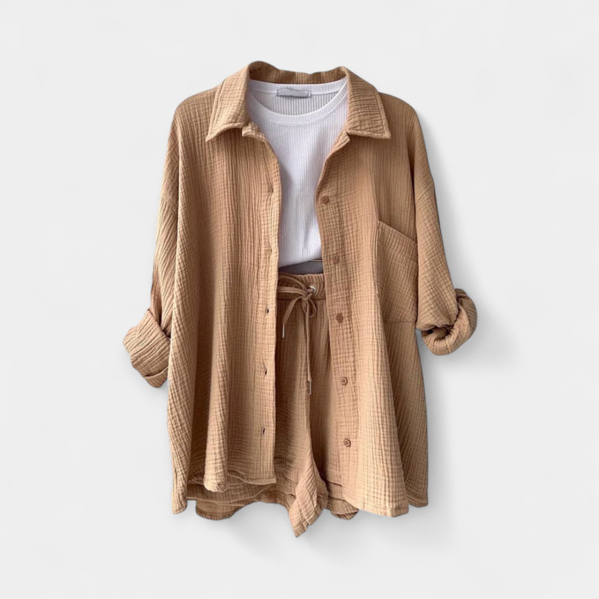 Dvispalvis Vasaros Komplektas Topas ir Šortai