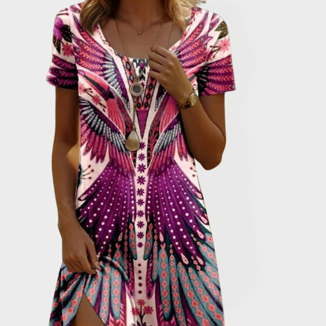 Vintažinė Suknelė su Trumpomis Rankovėmis