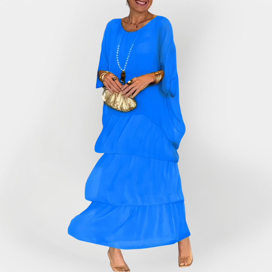 Plisuotas Suknelė su Dvigubo Sluoksnio Efektu