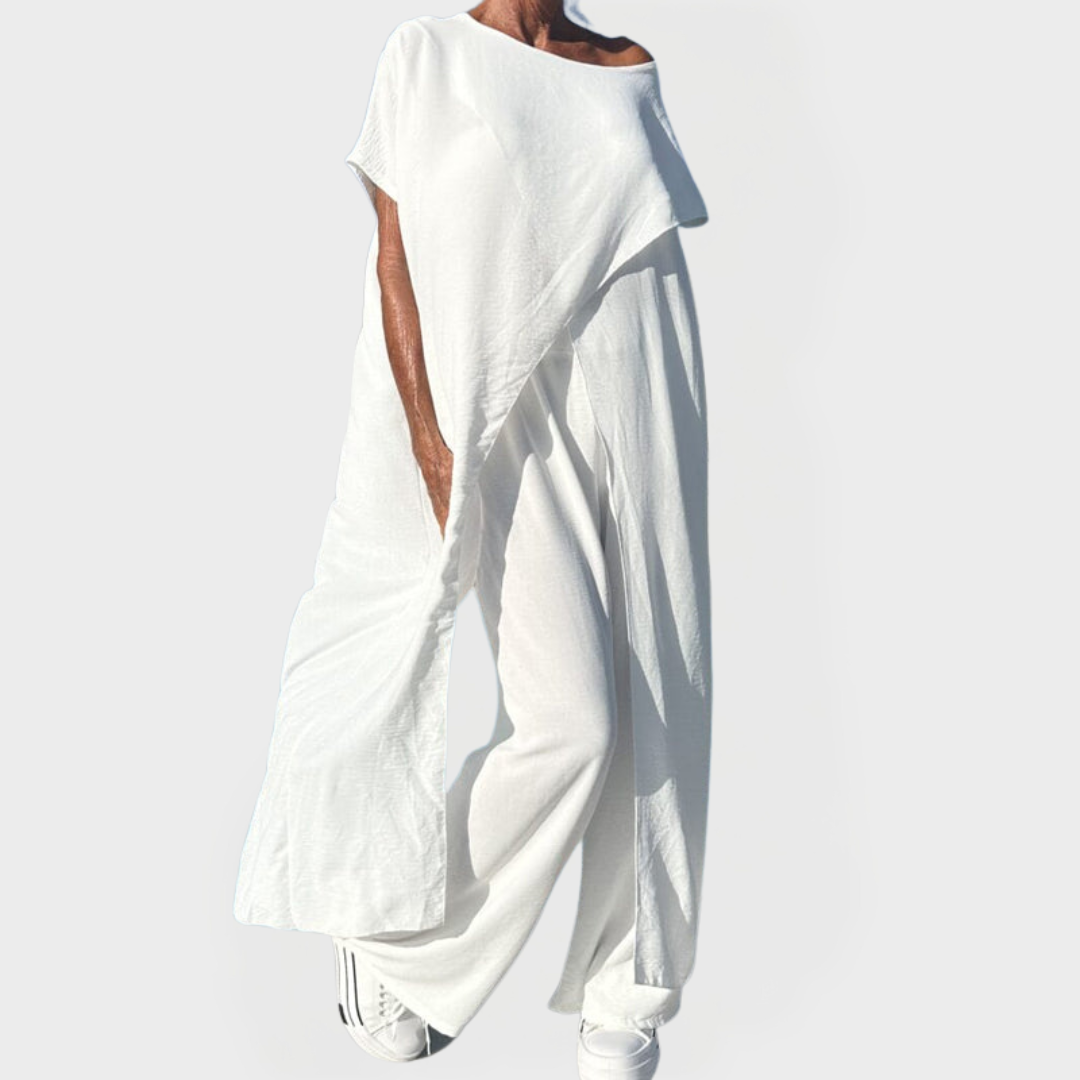 Rinkinys su Marškiniais ir Kelnėmis Vienos Spalvos su Dekolte