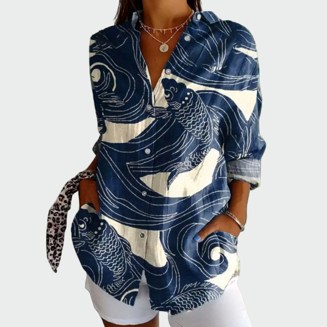 Stilinga palaidinė su gėlių raštu