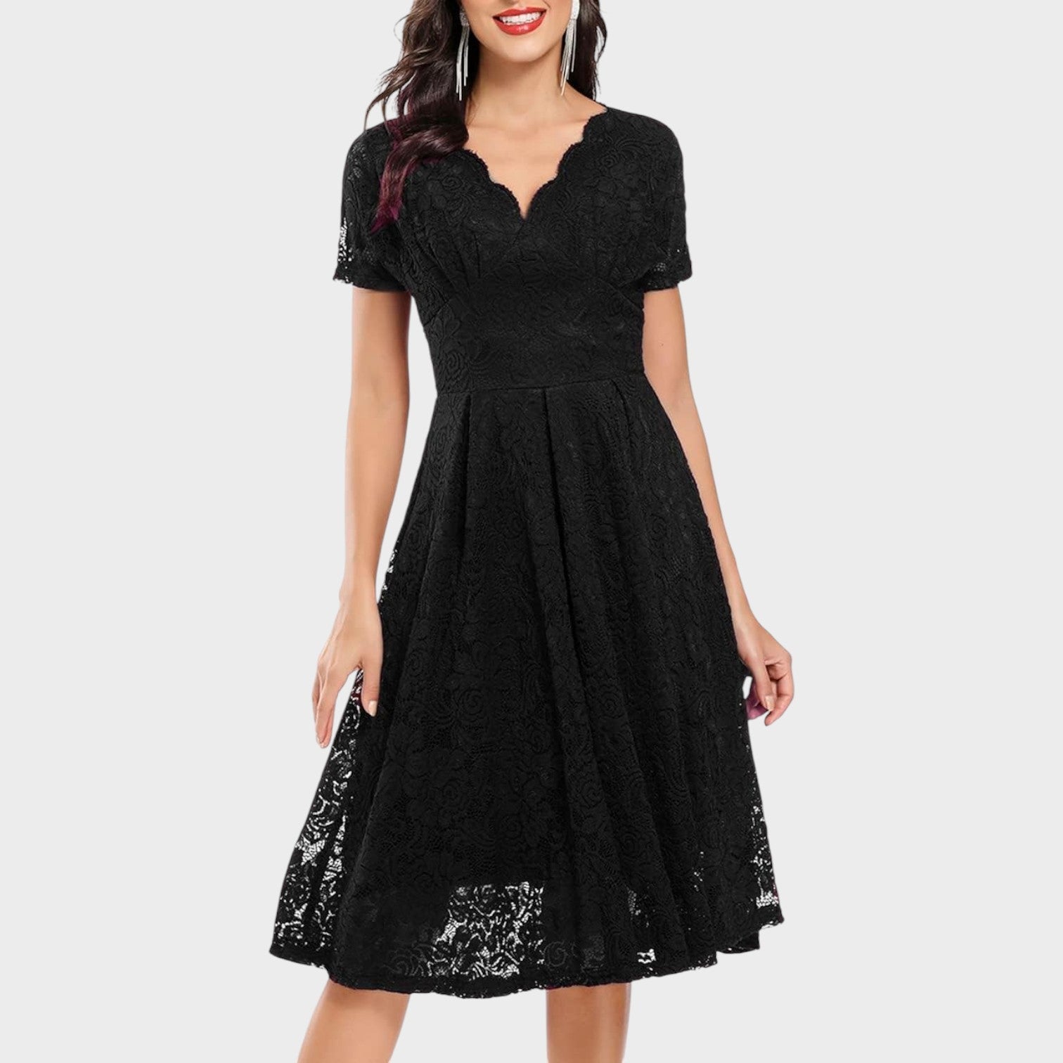 Mara - Gėlėtos Nėrinių Suknelė