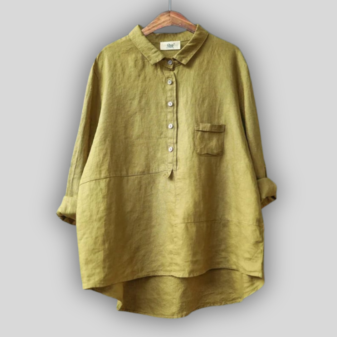 Lininė Žalia Bluzonė Paprastumas