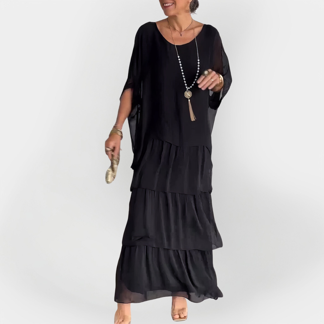 Plisuotas Suknelė su Dvigubo Sluoksnio Efektu