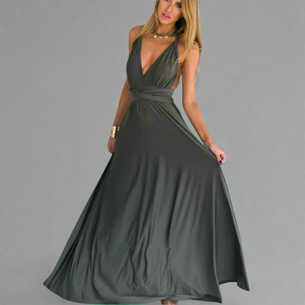 Transformuotas su elegantiška medžiaga suknelė