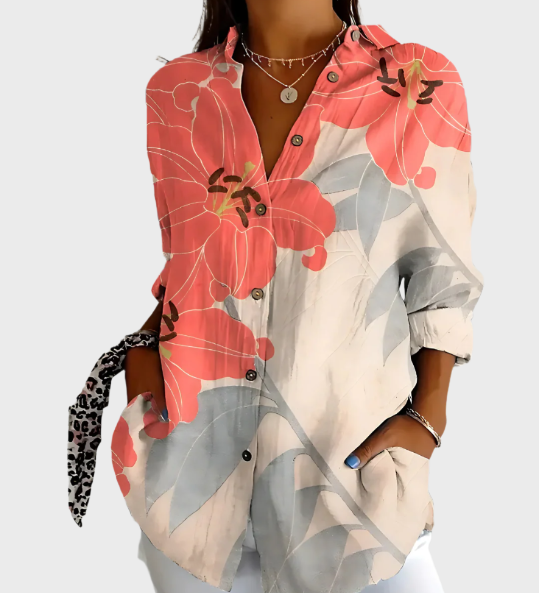 Medvilninė Marškinėliai su Gėlių Raštu