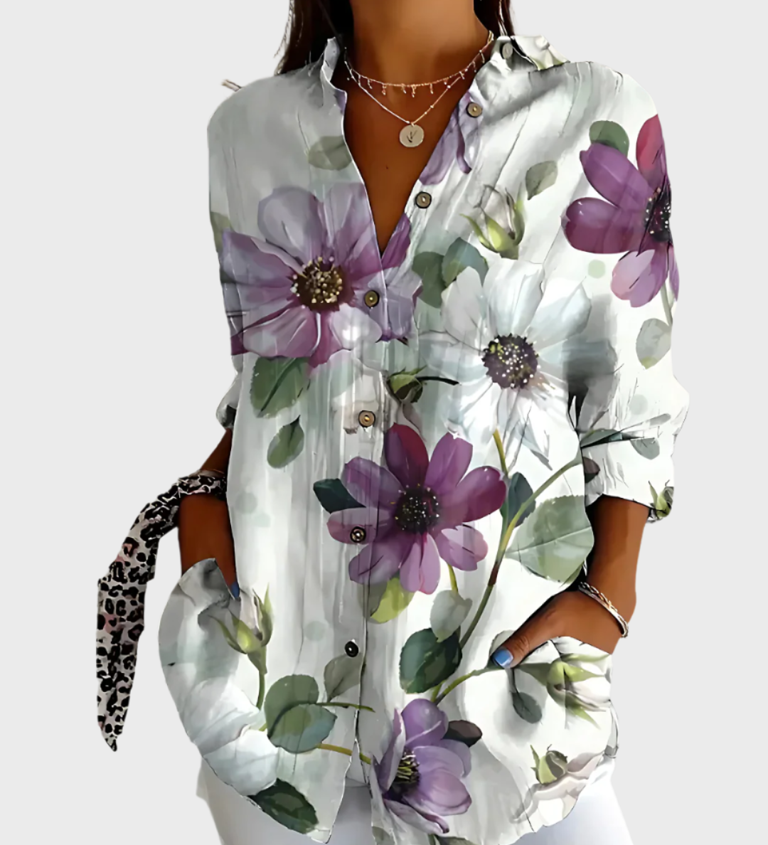 Medvilninė Marškinėliai su Gėlių Raštu