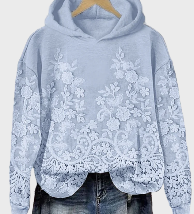 Kasualus džemperis su 3D gėlių raštu