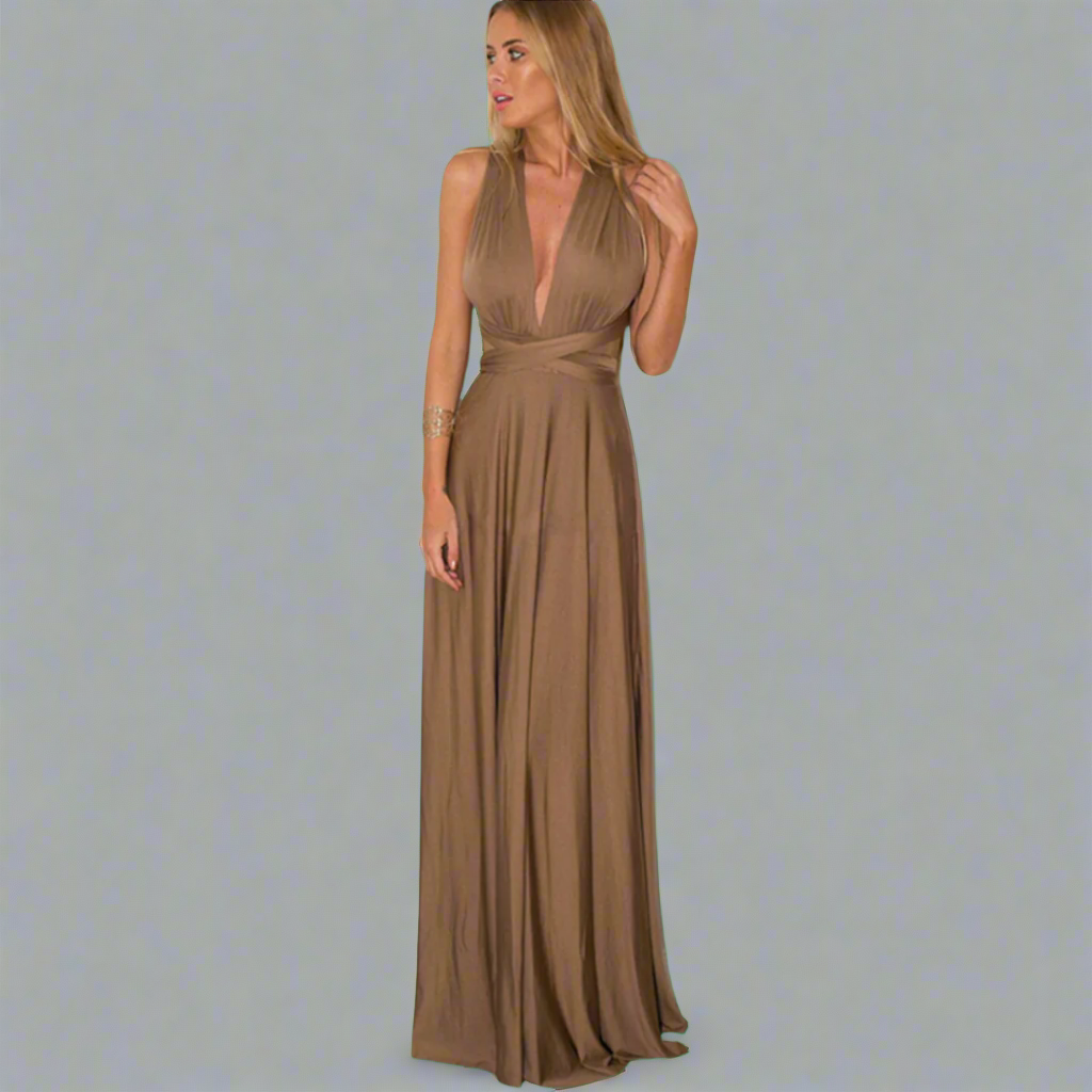 Transformuotas su elegantiška medžiaga suknelė