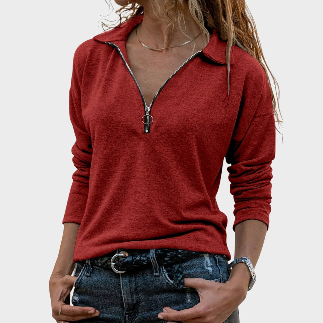 Monika - Moteriški Pusiau Užtraukiami Megztiniai