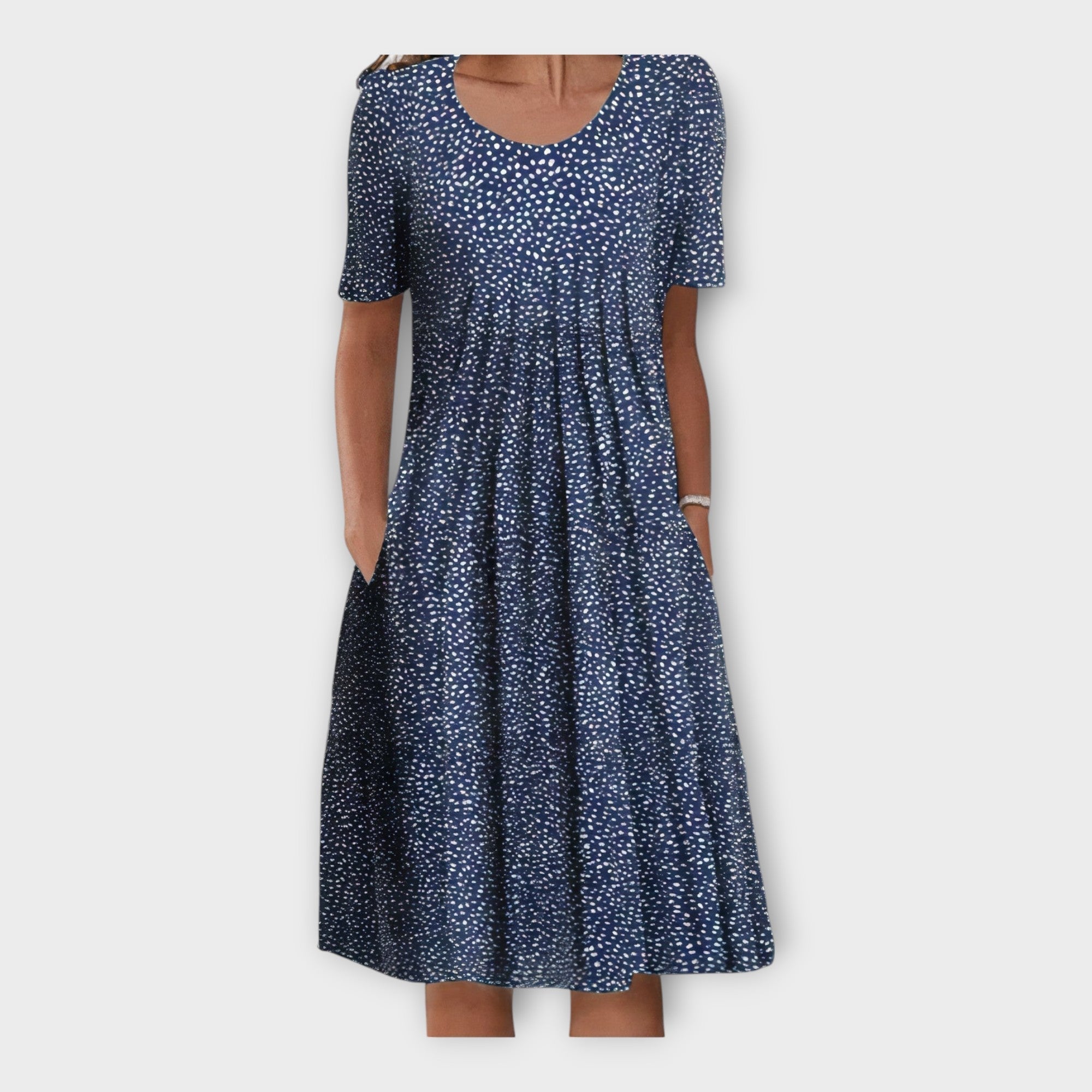 Gėlėta Suknelė su Trumpomis Rankovėmis