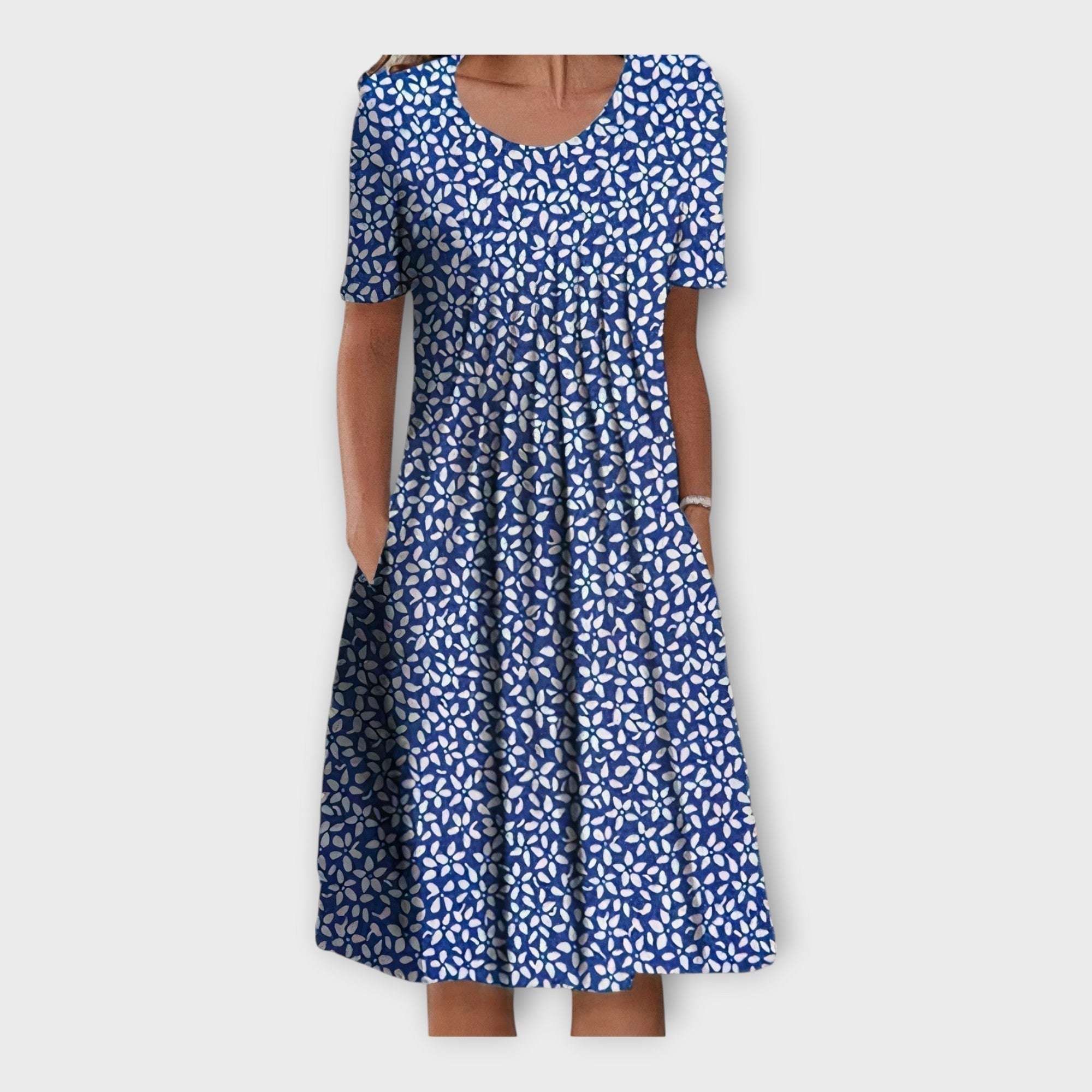 Gėlėta Suknelė su Trumpomis Rankovėmis