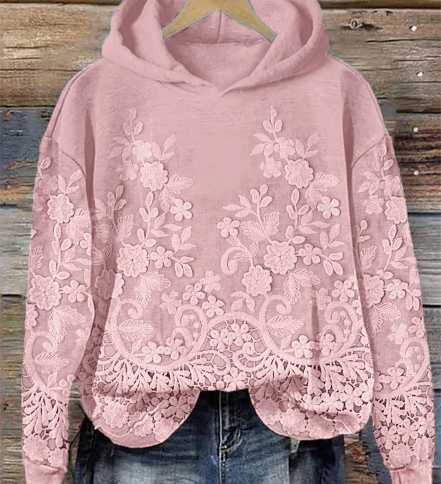 Kasualus džemperis su 3D gėlių raštu