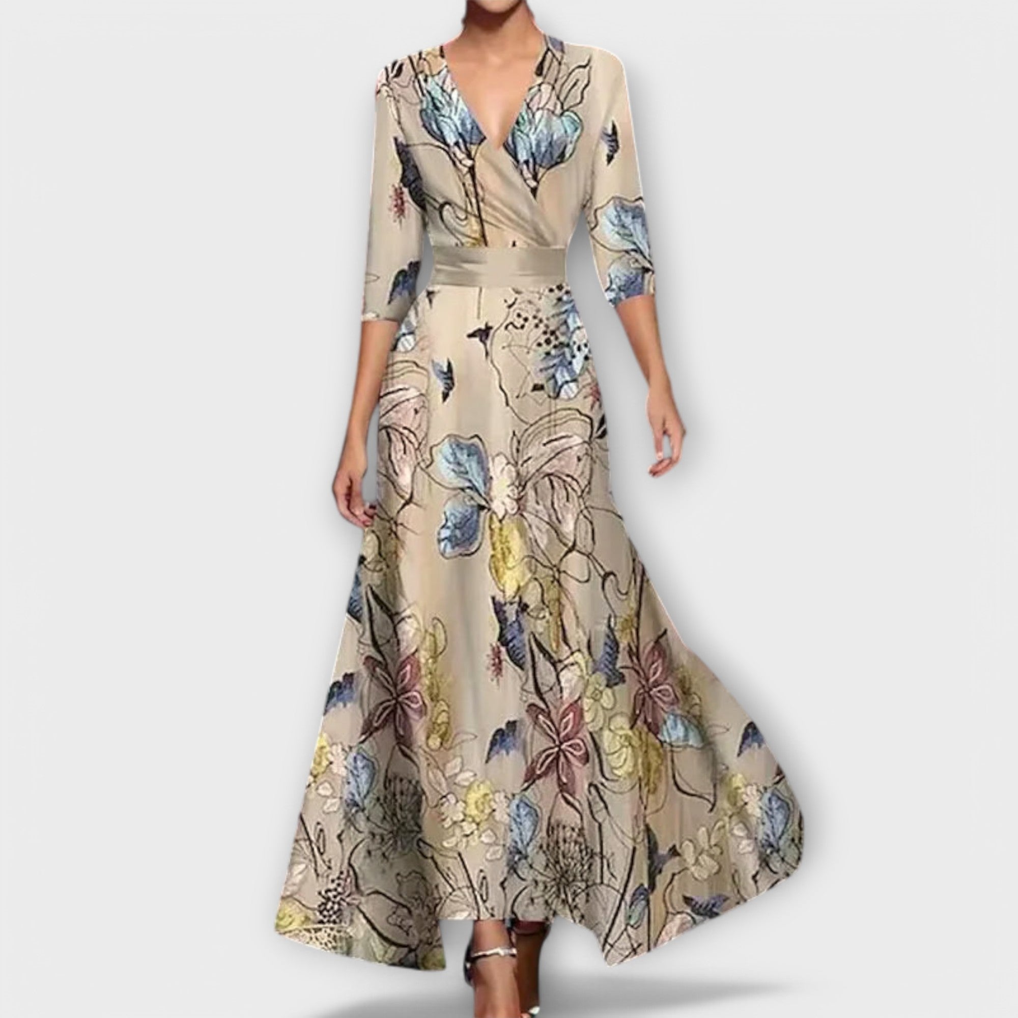 Inês - Elegantiškas moteriškas suknelė su rankovėmis