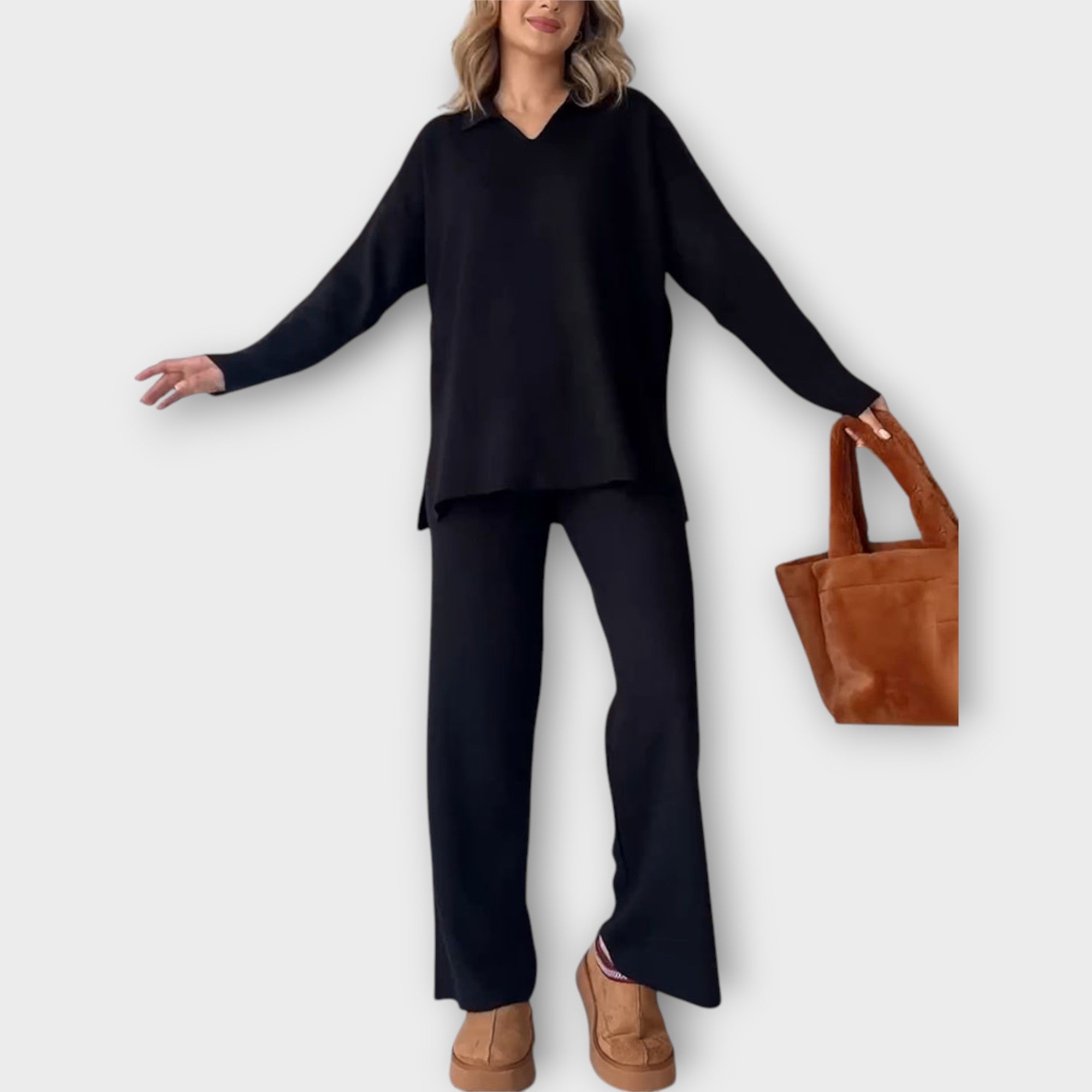 Leva - Komplektas su laisvu kirpimu ir minimalistiniu dizainu