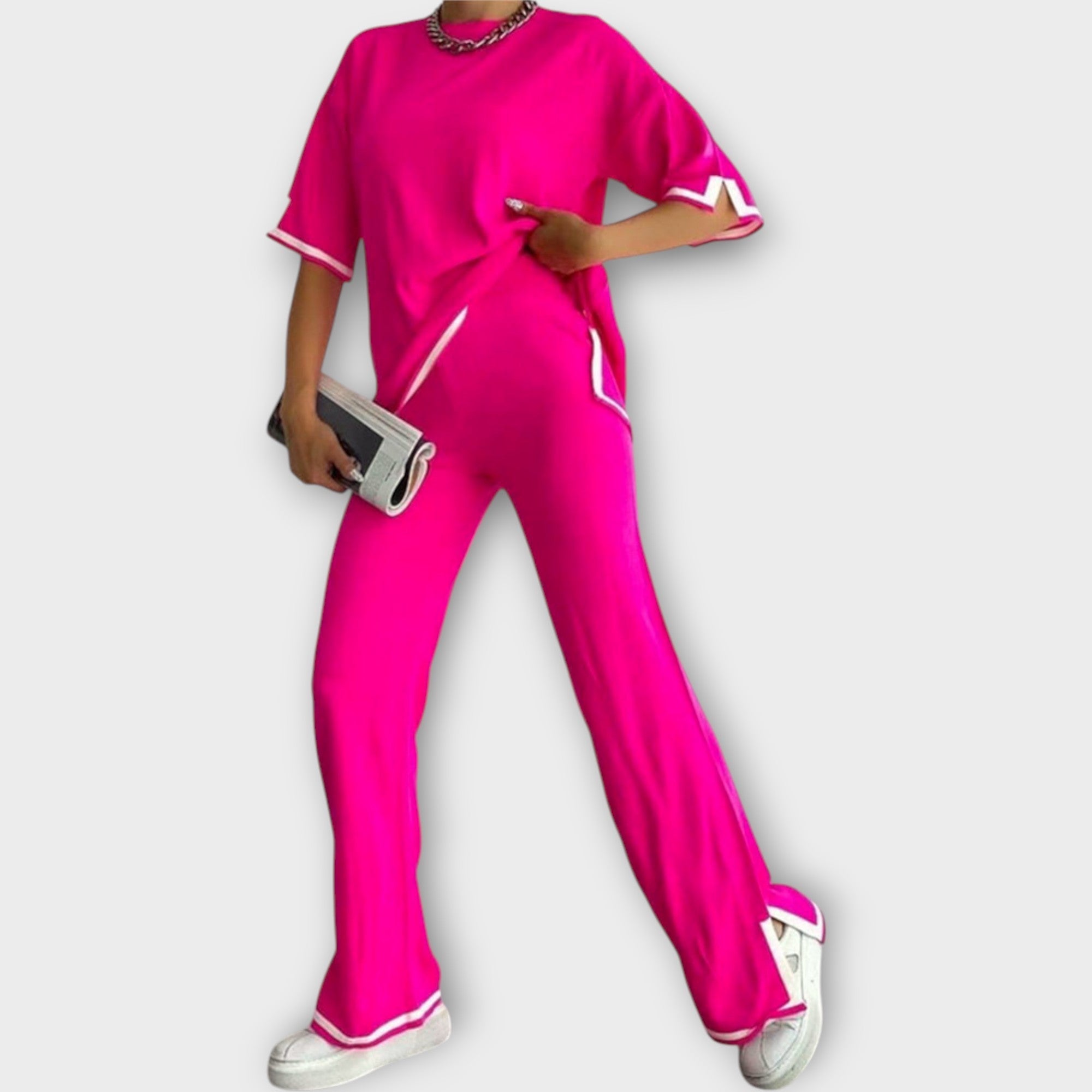 Sofija - Megztas komplektas su trumpomis rankovėmis ir laisvu prigludimu