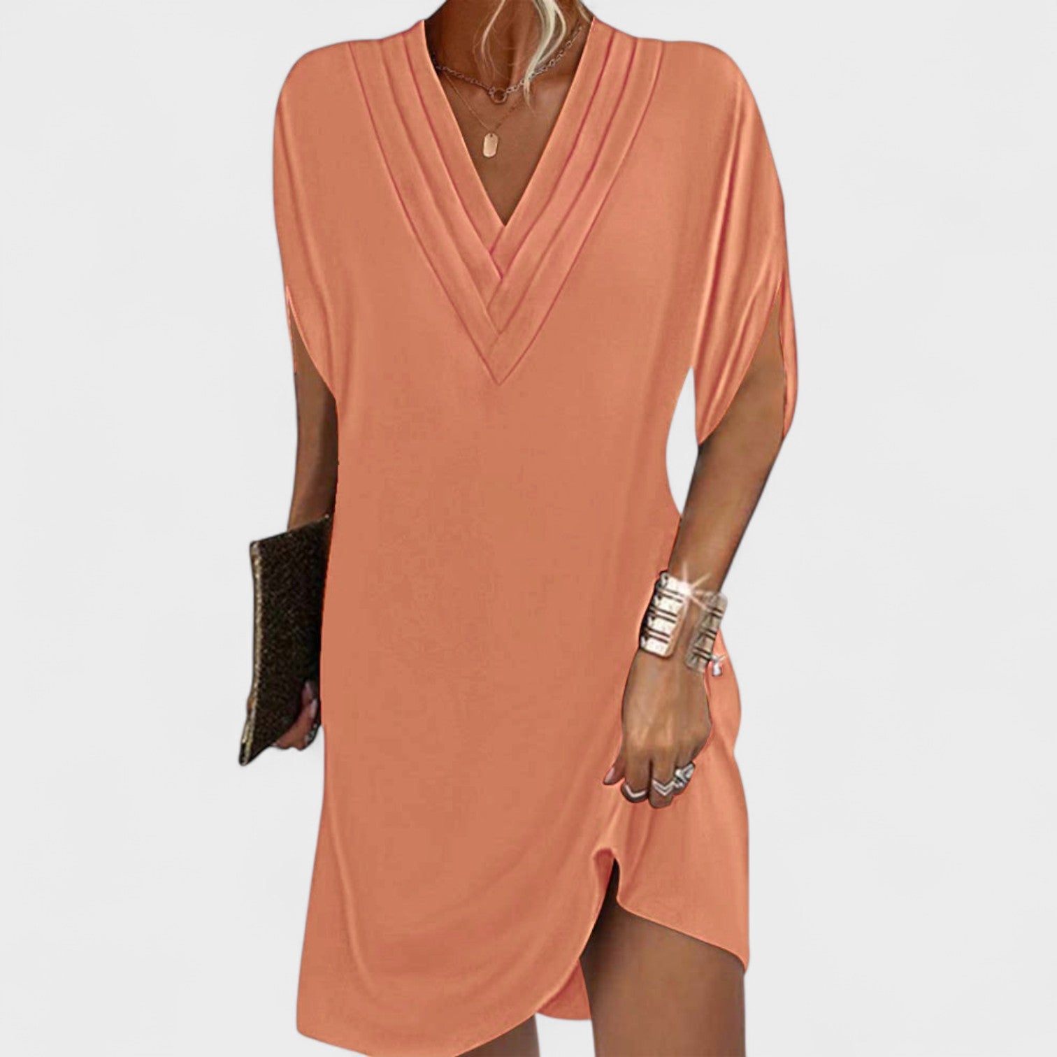 Helena - Elegantiška Suknelė su Atviromis Rankovėmis